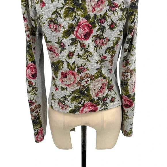 Anthropologie Saturday Sunday Florascape Moto Jacket Sweatshirt Gray Size Small - Picture 9 of 12